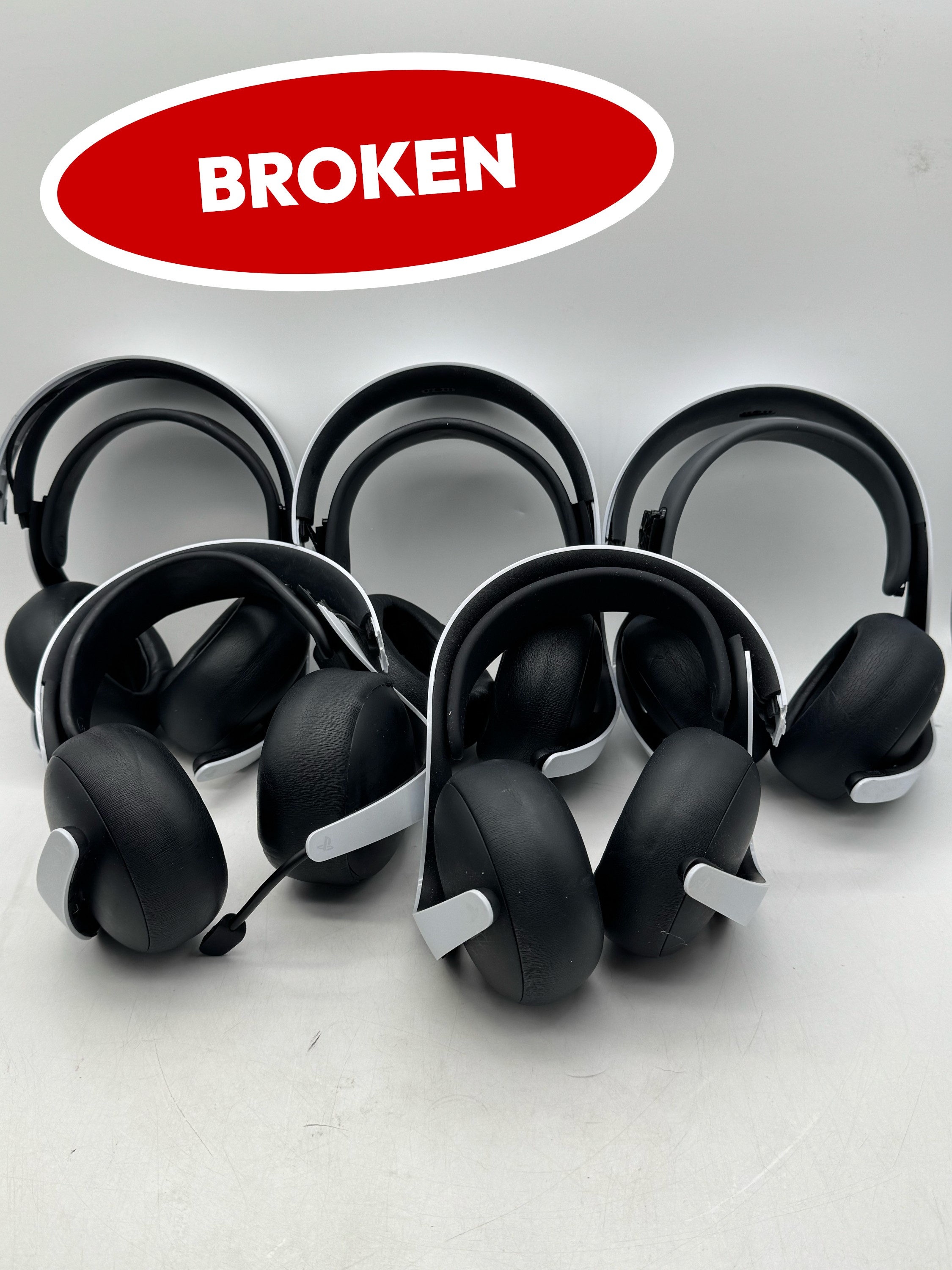 (BROKEN) LOT of 5 - PlayStation Pulse Elite Wireless Headset, White CFI-ZHW2